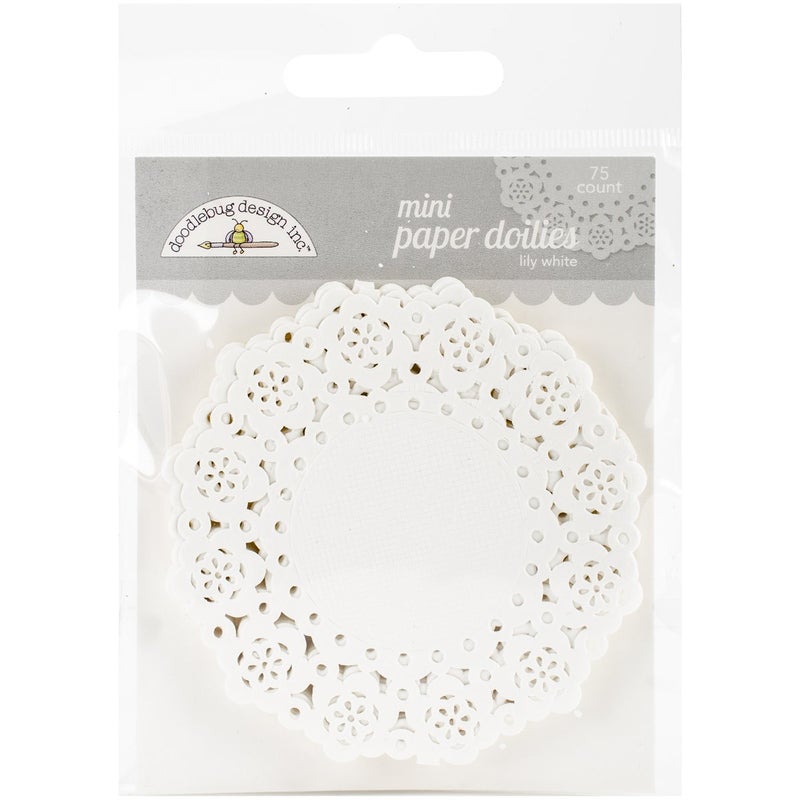 Doodlebug Mini Doilies (75 Pack), Lily White